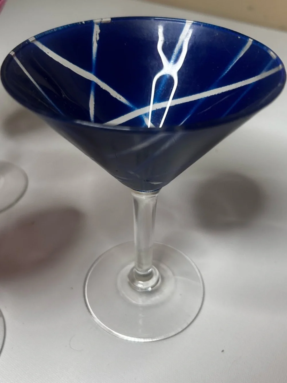 Handpainted Martini Glasses  Set of Four 4 Blue Orange Red Pink Home Decor